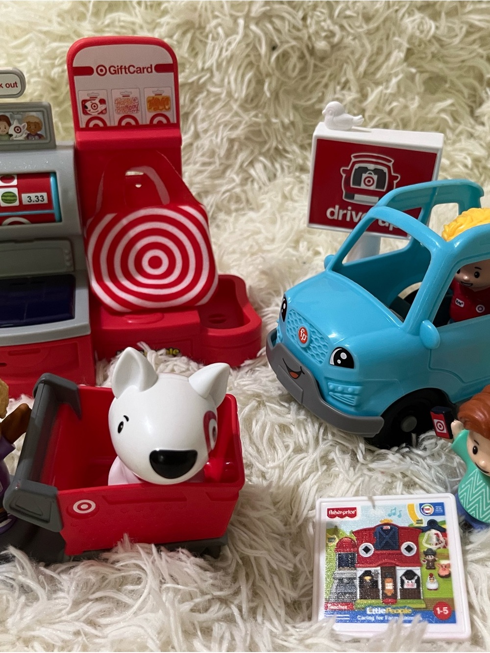 Target Little People Playset with Red Accessories & Blue Car